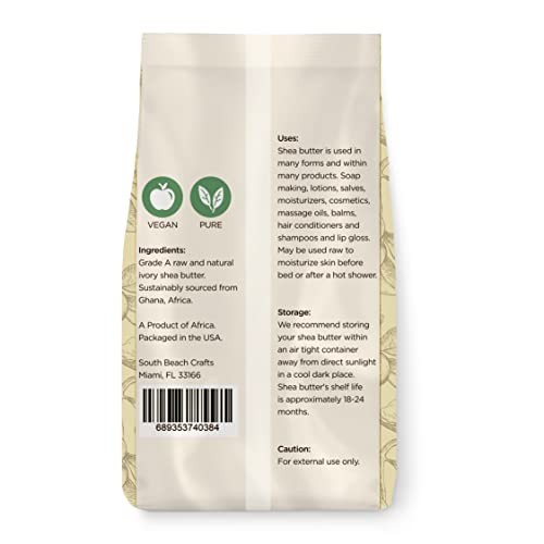 Grade A Raw African Shea Butter - 1 Pound for Skin & Hair Care