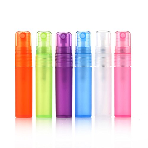 Elfenstall 6-Pack Refillable 5ml Matte Plastic Perfume Spray Bottles with Pipette & Cloth
