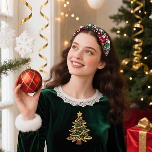 CURASA Green Christmas Headband for Women & Girls Elegant Holiday Hair Accessory