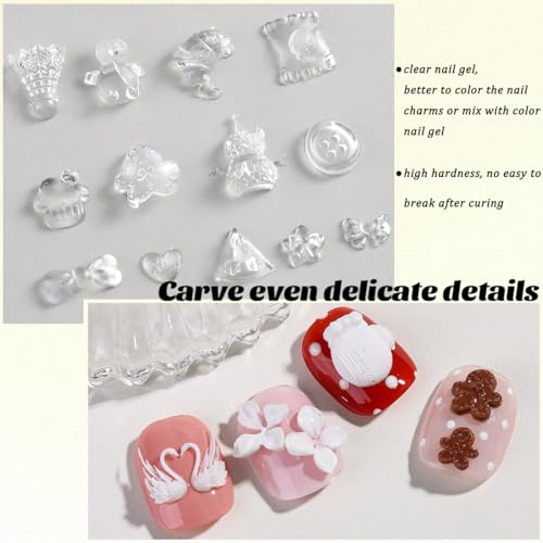 Clear 3D Sculpting Gel for Nail Charms - 15g Quick Dry Formula
