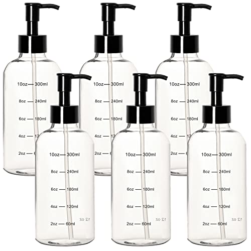 Youngever 12oz Plastic Pump Bottles, 6-Pack Refillable Soap Dispensers