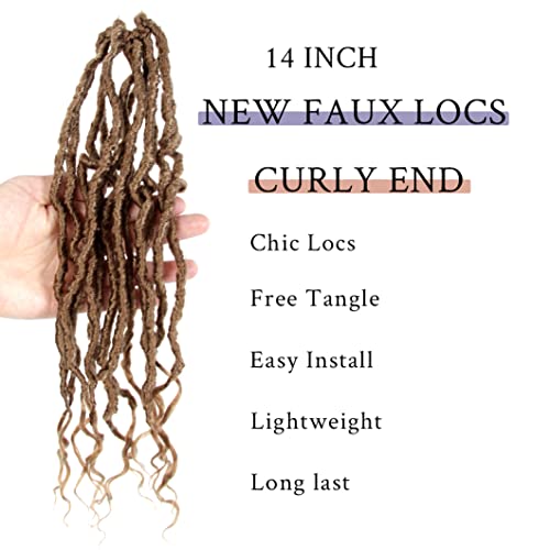 BOHOBABE 14 Inch Short Faux Locs Crochet with Curly Ends - 27# (Honey Blonde)