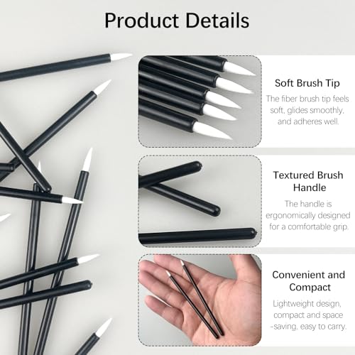 100 Disposable Eyeliner Brushes - Soft Fiber Makeup Applicators