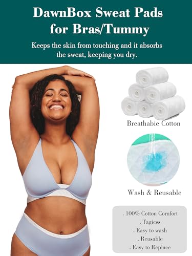 DAWNBOX Cotton Bra Sweat Liners - 20 Absorbent Pads for Rash