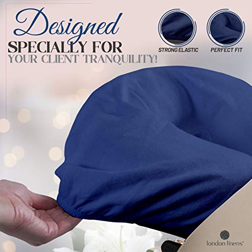 London Linens Pack of 4 Blue Fitted Cotton Flannel Massage Table Covers - Extra Thick & Soft