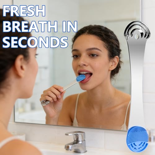 ROMALOVE Double-Ended Stainless Steel & Silicone Tongue Scraper for Adults