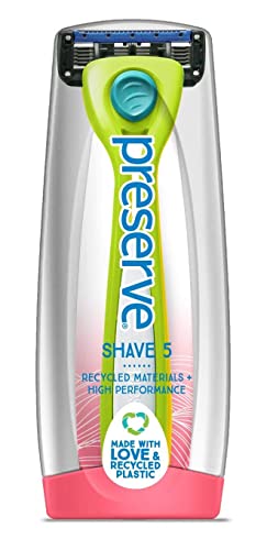 Preserve Shave 5 Razor with Ergonomic Handle - Coral Pink/Neptune Blue/Key Lime Green