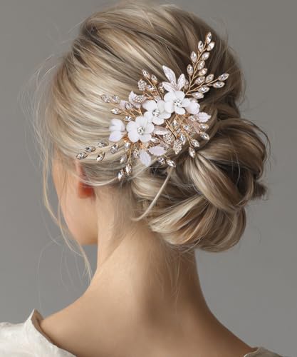 Gold Crystal Flower Hair Clip - Rhinestone Bridal Barrette for Wedding
