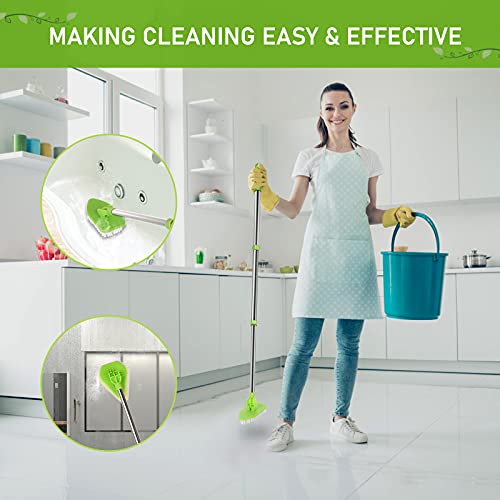 Durable Double-Sided Kitchen Sponges with Long Handle - 4 Pack