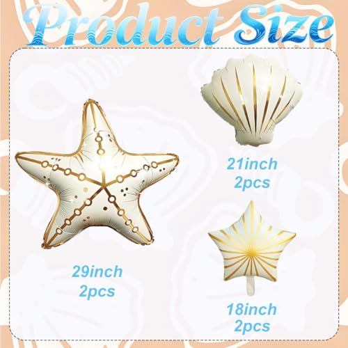 6Pcs Under the Sea Starfish & Seashell Balloons Set