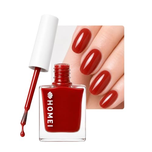 HOMEI 5-in-1 Nail Strengthener & Polish - Classic Red, 12-Free Formula