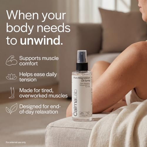 CalmaLab Pure Magnesium Oil Spray for Sleep, Feet & Muscle Recovery, 4oz