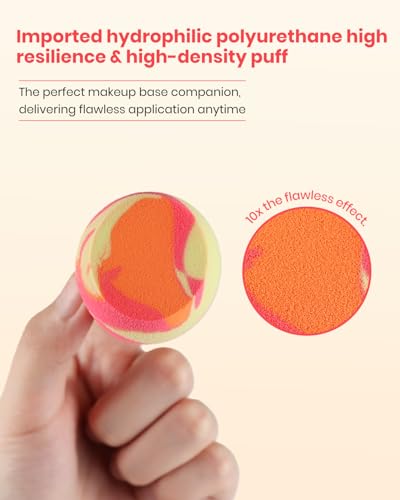 Unfovi Marble Multicolor 6PCS Tri Color Makeup Sponges - Latex-Free, Soft Foundation Blenders for Face & Contouring