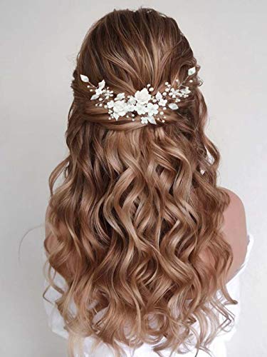 CASDRE Silver Flower Bride Wedding Hair Vine Headpiece
