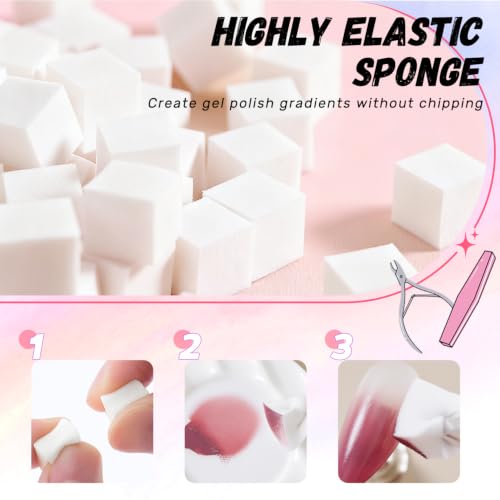 1200PCS Nail Sponges for Ombre Gel Polish Nail Art - Soft Gradient Blending Tools