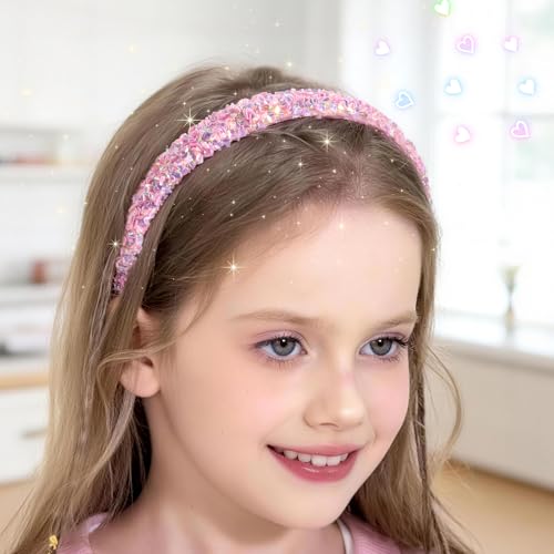 WSYUB Sequin Headband Set for Girls | 3-Piece Glitter Hair Bands