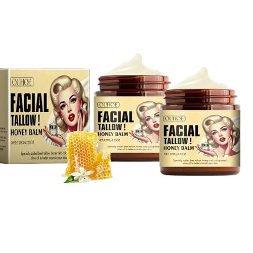 Whipped Beef Tallow and Honey Balm - Grass-Fed Face Moisturizer (2 Pack)