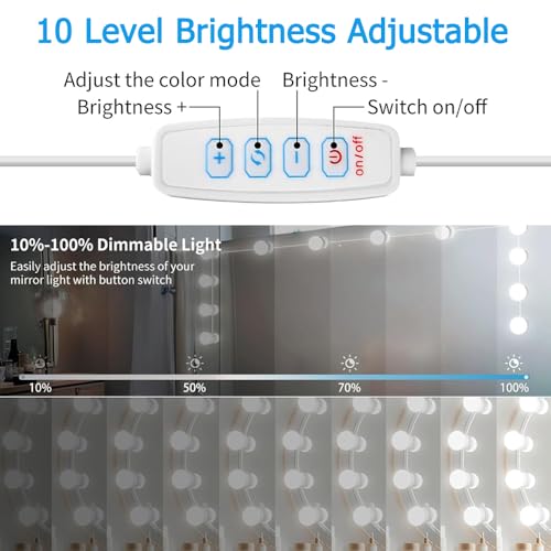 Hollywood Style LED Vanity Lights with 10 Dimmable Bulbs