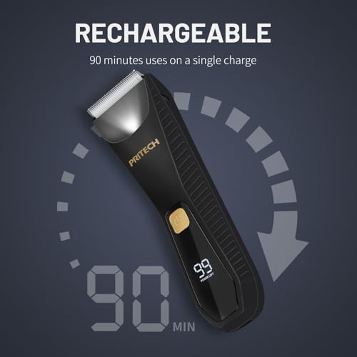 PRITECH Manscape Body Hair Trimmer - Waterproof Pubic Hair Ball Trimmer, Ceramic Blade Shavers Electric Razors for Men with USB-C Charging, Wet/Dry Use, Nick-Free Mens Grooming Kits, Gifts for Men