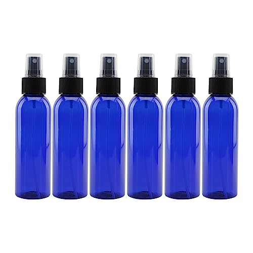 4oz Blue Refillable Plastic Spray Bottles with Fine Mist Atomizer - 6-Pack