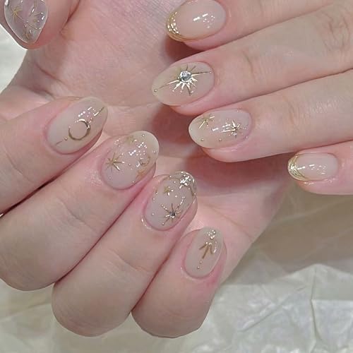 Gold Moon Star 3D Nail Art Stickers - Self-Adhesive Decals