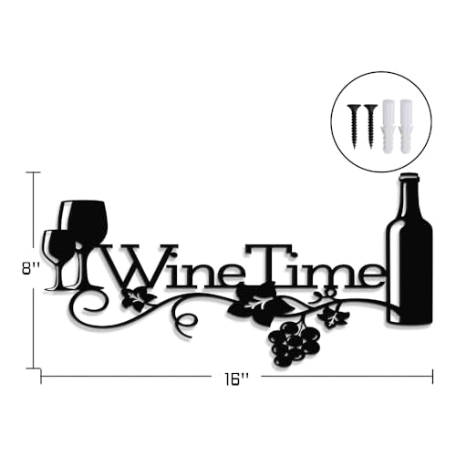 Vintage Farmhouse Wine Bar Metal Wall Art Sign - 16x8 Inches