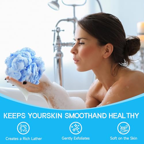 Borsicge Loofah Sponge Bath Ball - Soft Exfoliating Shower Scrubber