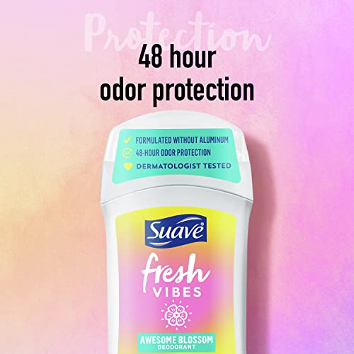 Suave Fresh Vibes Awesome Blossom Deodorant Stick - Aluminum Free, 48-Hour Protection, 1.2 oz