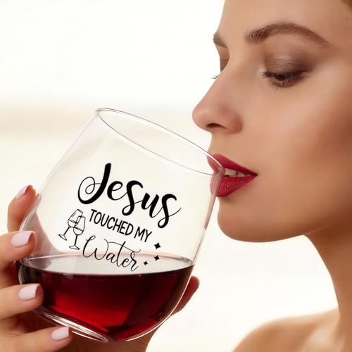 15 Oz Jesus-Themed Scratch-Resistant Wine Glass Set - Fun Gift