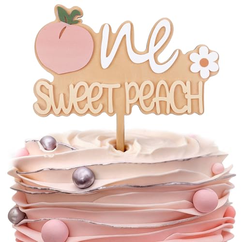 One Sweet Peach Cake Topper - Wooden & Acrylic for 1st Birthday