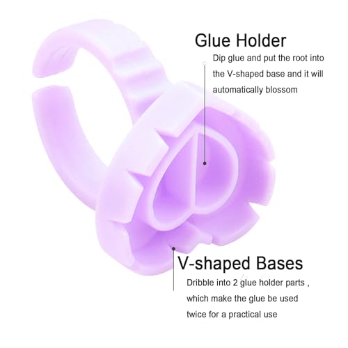 Purple 300 PCS Smart Lash Glue Rings with Spill-Proof Design for Eyelash Extensions