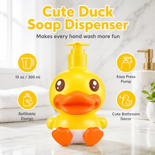 Cute Duck Soap Dispenser for Kids - Fun Bathroom Accessory