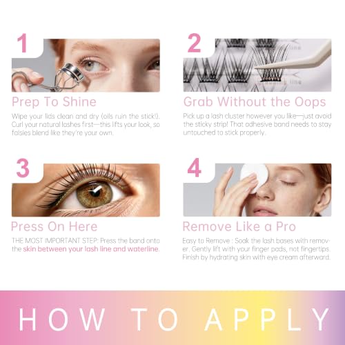 Self-Adhesive Lash Clusters Kit Bloom 10-14mm - Pre-Glued, Fluffy, Long-Lasting
