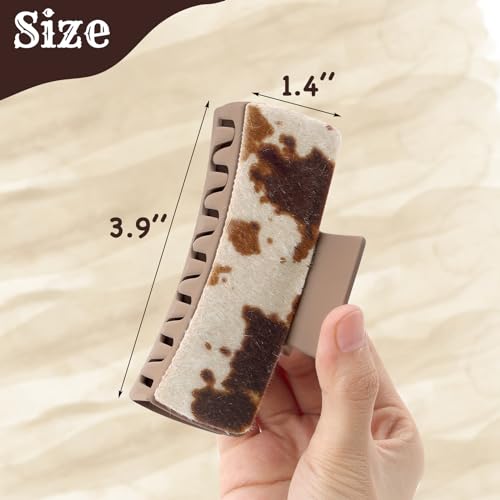 Yussti Faux Cowhide Hair Clips for Women - 4 Inch Claw Clips