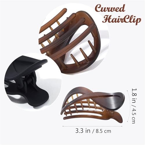 French Claw Hair Clips for Women - Strong Hold, No Slip, Matte Finish, 2 Pack