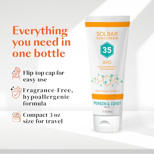 Person & Covey Solbar AVO SPF 35 Sunscreen 3 oz - Gentle Broad Spectrum Face & Body Sunblock, Sensitive Skin Formula