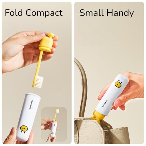 Travel Folding Toothbrush with Cover - Compact & Hygienic Design