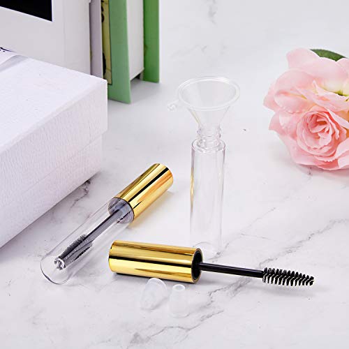 25-Piece 10ml Empty Mascara Tubes with Wands & Funnels - Gold Refillable