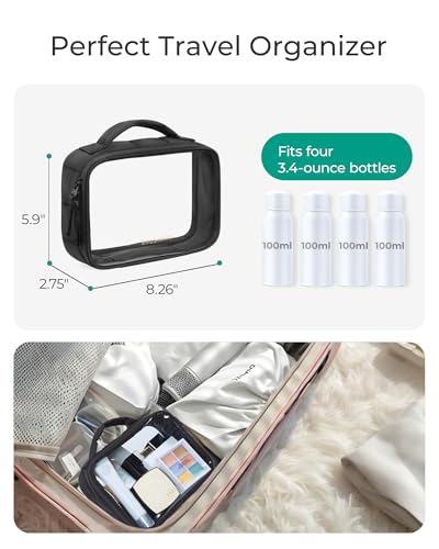 BAGSMART TSA-Approved Clear Toiletry Bag - Pink Travel Makeup Bag