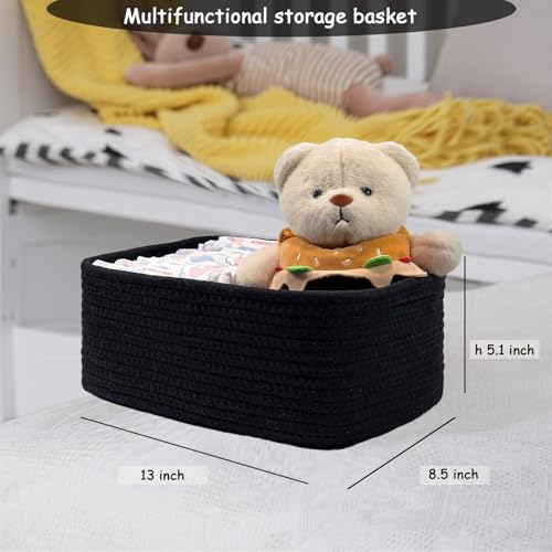 COMFY-HOMI Cotton Rope Storage Basket - 13" x 8.5" x 5.1" - Toy & Closet Organizer