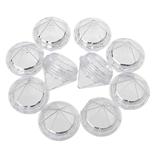 Healthcom 50 Pcs Diamond 5ml Clear Jars - Refillable Cosmetic Sample Jars with Lid (Diamond Shape 1)