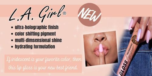 L.A. Girl Kaleidoscope Holographic Blue Lip Gloss Topper 0.34 Fl Oz - Vegan & Cruelty-Free