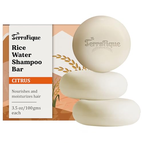 TERRAFIQUE Rice Water Shampoo Bar 3-Pack - Moisturizing Hair Growth Soap