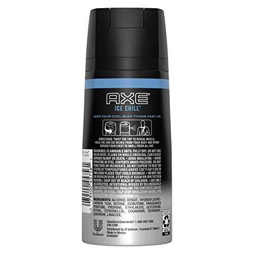 Axé Ice Chill Body Spray Pack of 3 | Lemon & Eucalyptus 48H Freshness