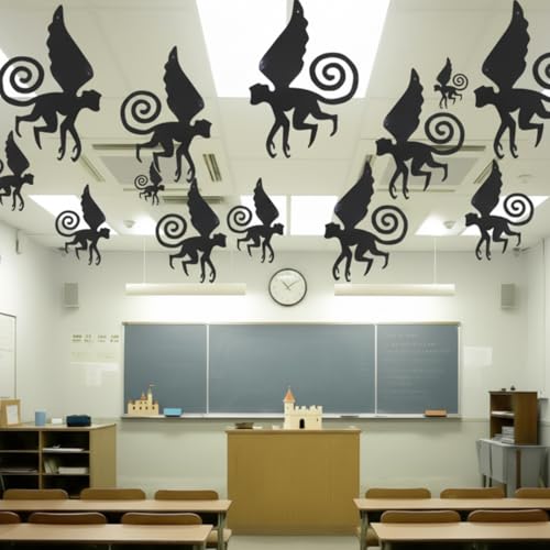 Wizard Hanging Monkey Decorations - 12 Pcs Black Garland for Parties