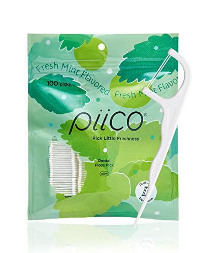 Piico Xylitol Dental Floss Picks - 100 Count, Floral Flavor, Portable