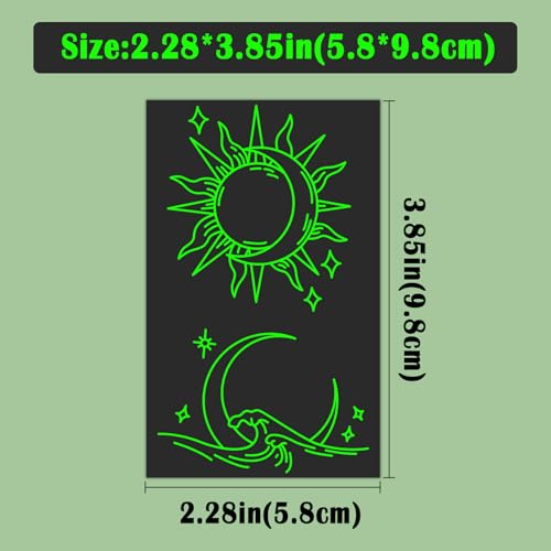 Metuu Glowing Temporary Tattoos - 60 Sheets Waterproof Luminous Body & Face Designs