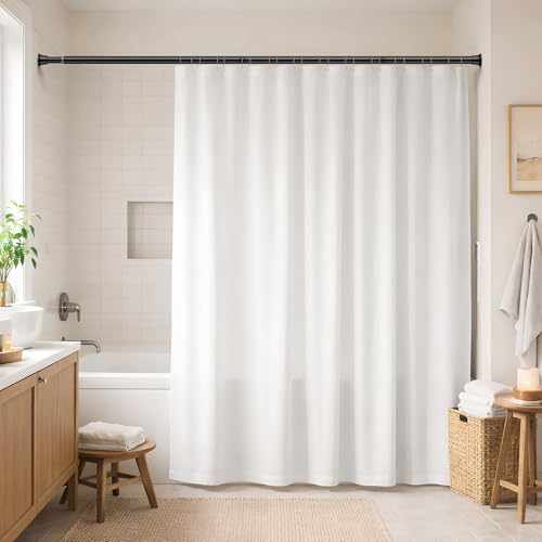 Adjustable Black Shower Curtain Rod, 32-76 Inches, No Drilling