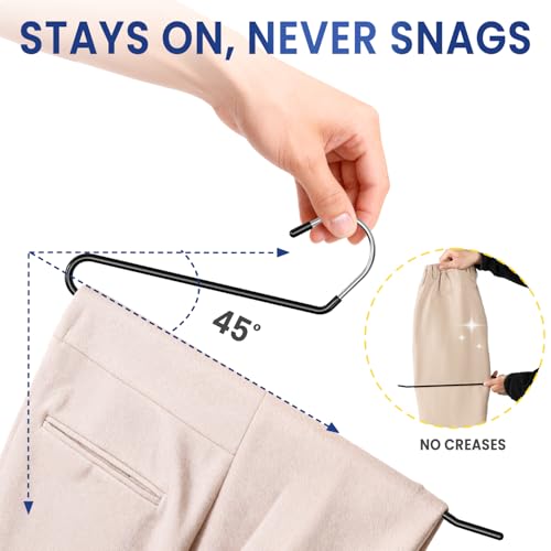 Heavy Duty Non-Slip Open Ended Pants Hangers - 10 Pack for Closet Organization