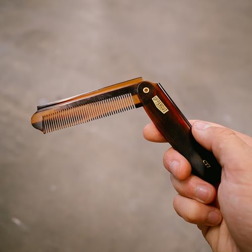 Uppercut Deluxe CT7 Tortoise Shell Folding Pocket Hair Comb for Men – Travel Size Styling Tool